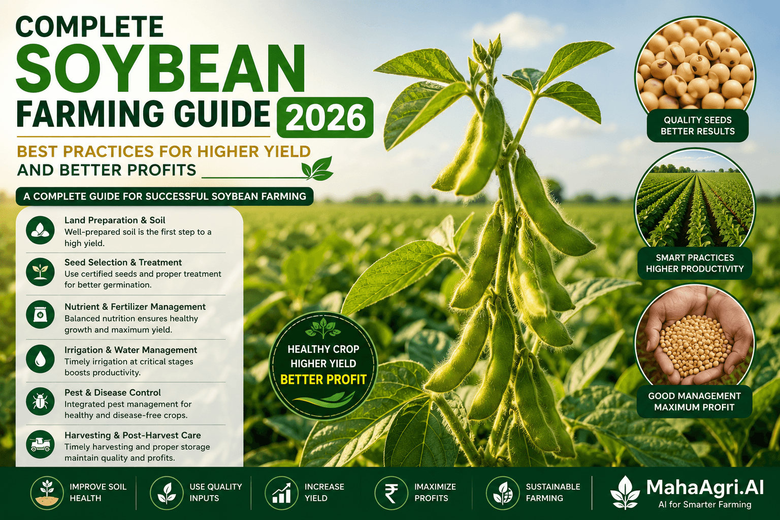 Complete Soybean Farming Guide 2026: Best Practices for Higher Yield and Better Profits Featured image for Complete Soybean Farming Guide 2026: Best Practices for Higher Yield and Better Profits